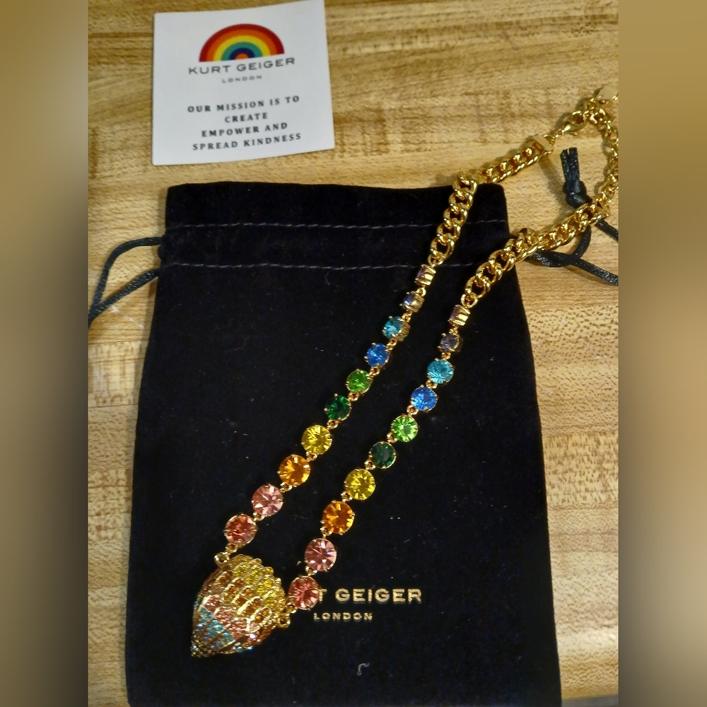Kurt Geiger Multicolor Crystal Eagle Pendant Necklace - Picture 6 of 7